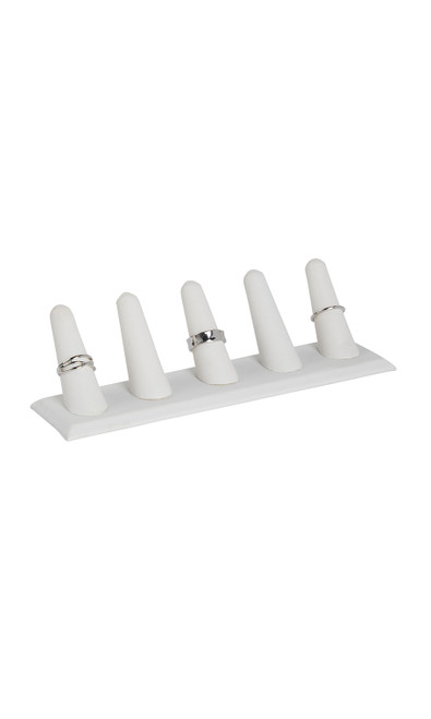 5-Finger White Faux Leather Ring Displayzoom