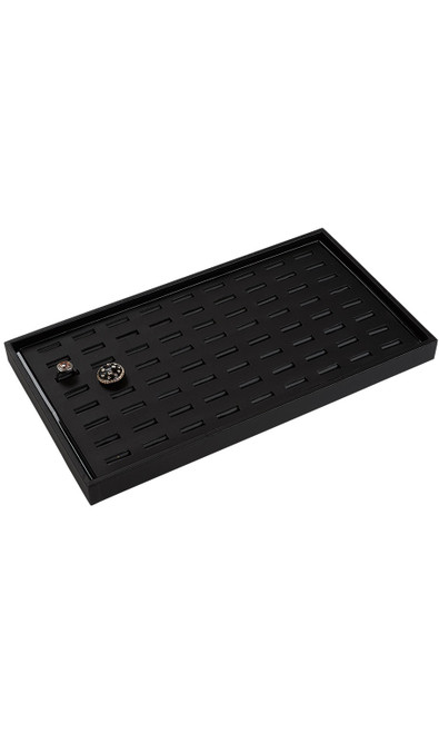 Large Black Faux Leather Ring Trayzoom