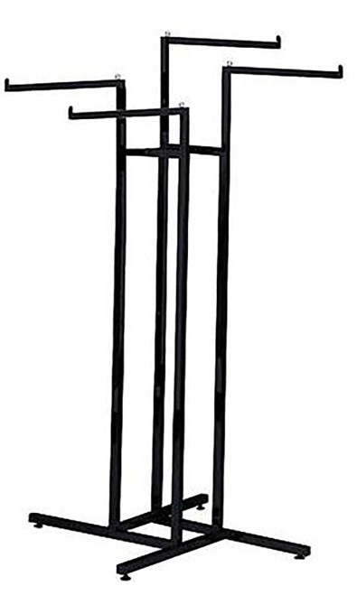 4-Way Black Clothing Rack with Straight Armszoom