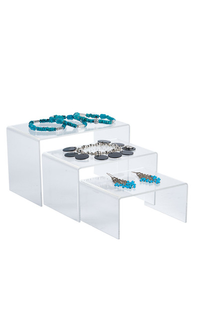 4 inch Rectangular Nesting Clear Acrylic Display Risers - Set of 3zoom