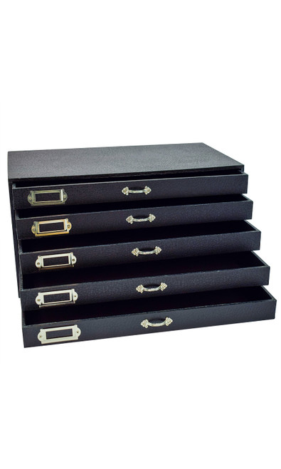 Black Faux Leather 5-Drawer Jewelry Storage Organizerzoom
