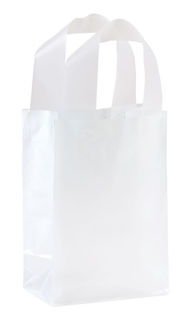Small Clear Frosted Plastic Shopping Bags - Case of 250zoom