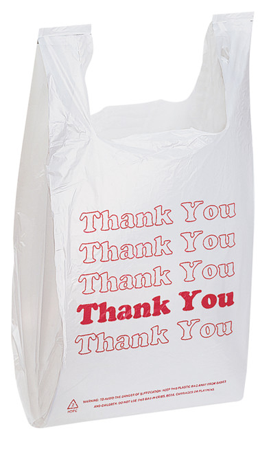 White Thank You Plastic T-Shirt Bags – Case of 100zoom