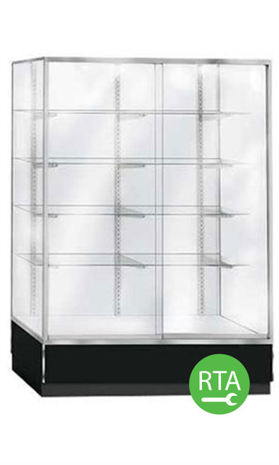 70 inch Black Metal Framed Glass Wall Unit Ready to Assemblezoom