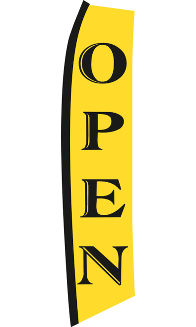Yellow, Black "Open" Wave Flagzoom